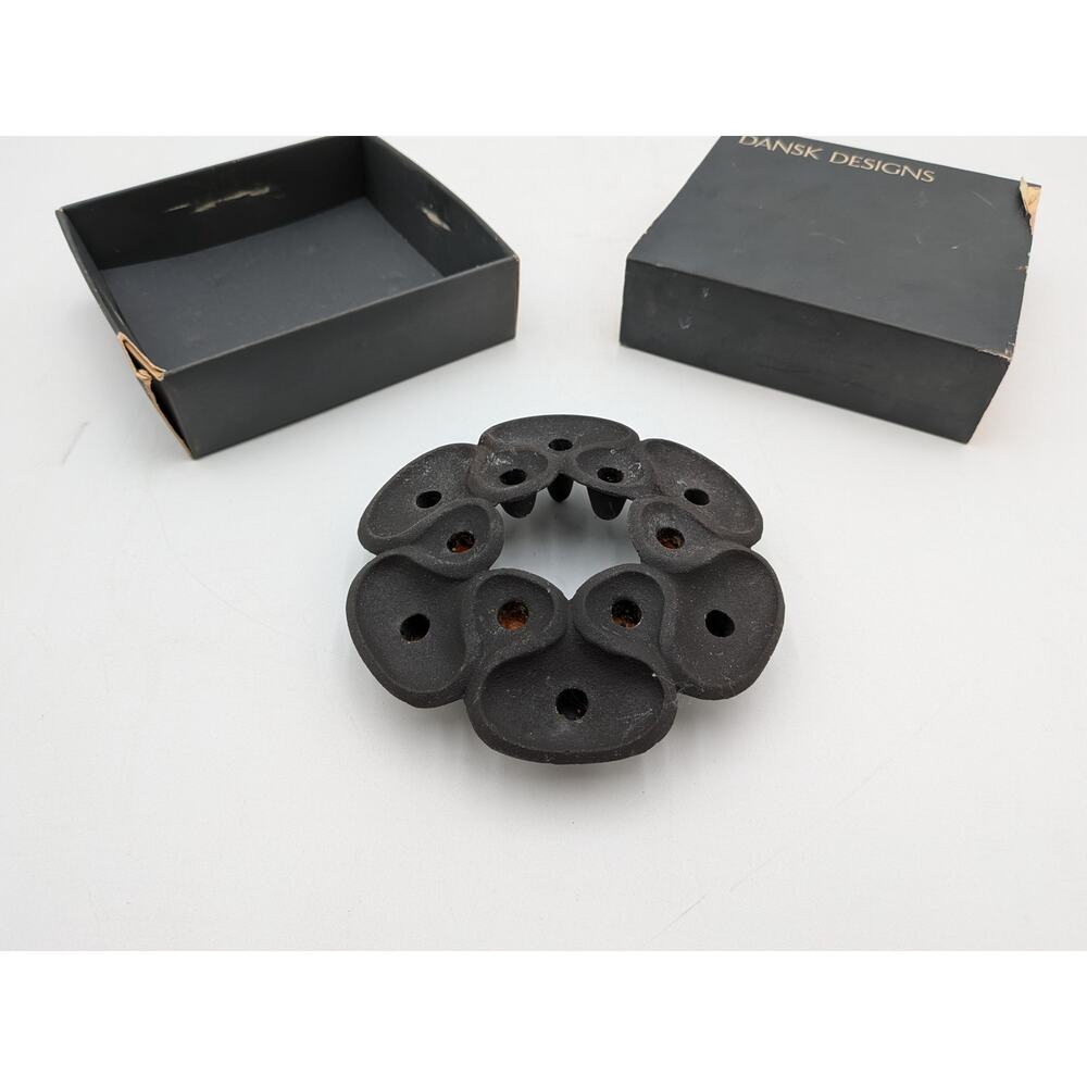 Dansk Denmark Designs Lotus Cast Iron Candle Holder Original Box